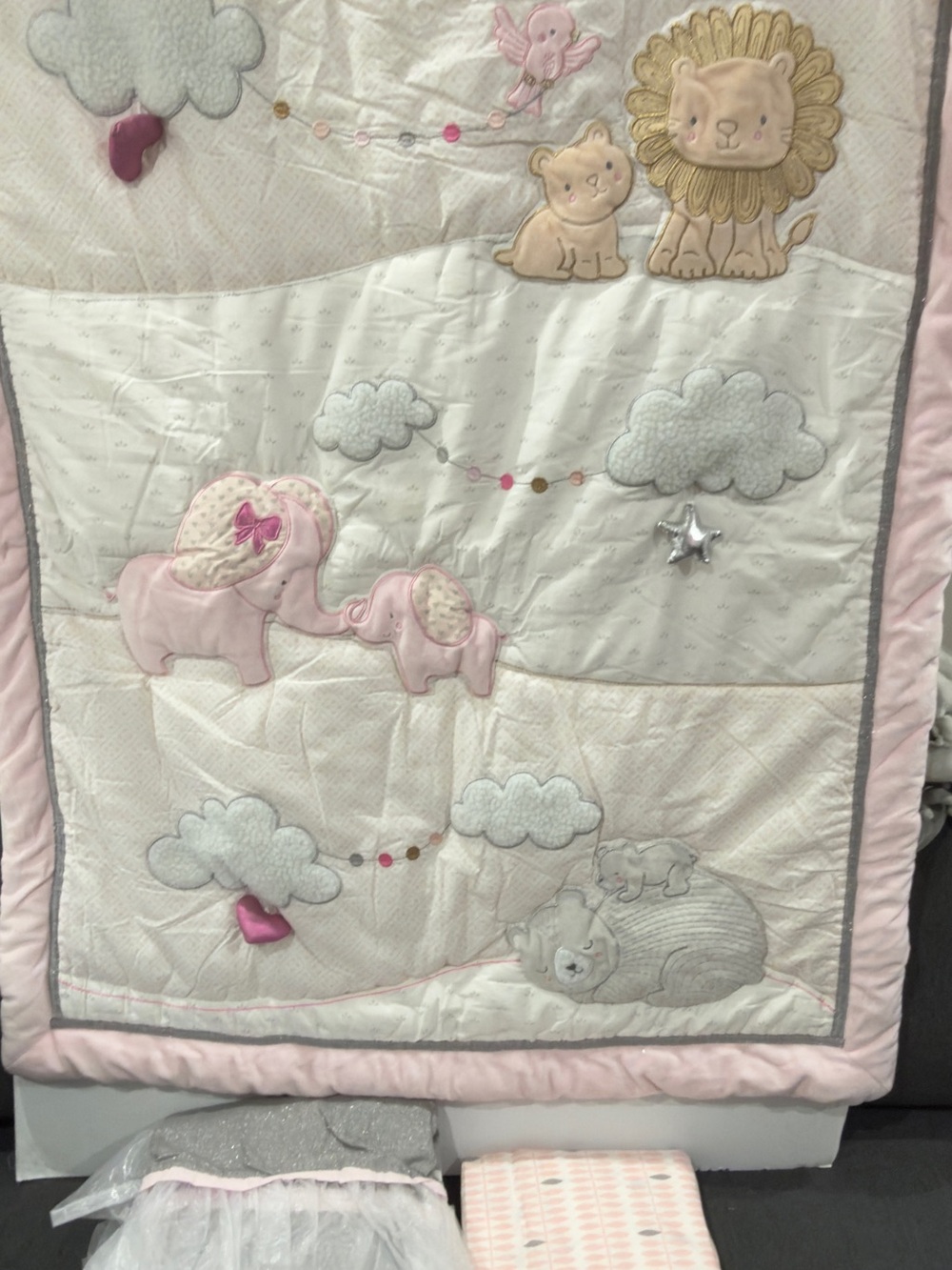 Safari Animal Patchwork Girls Baby crib nursery bedding set ,New see details